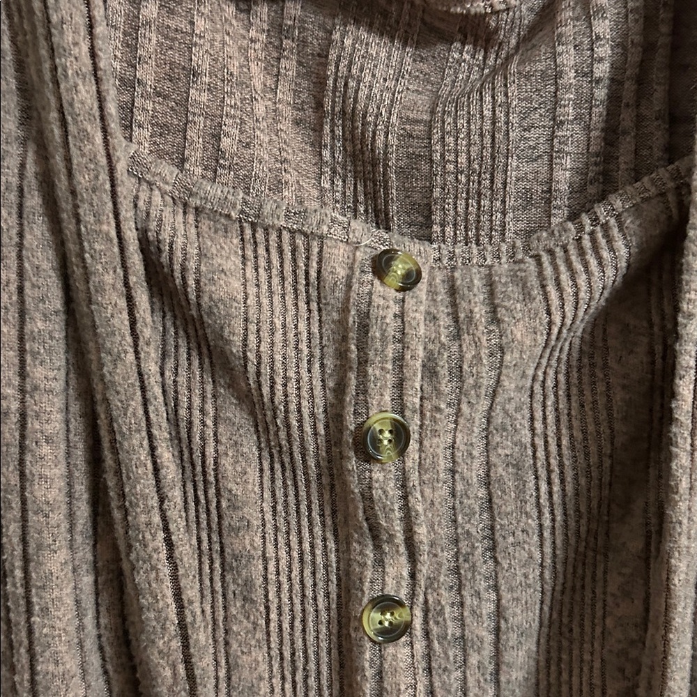 SHEIN Button-Front Ribbed Sweater - Rust - Picture 3 of 3